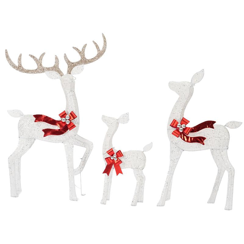 Illuminate Your Holidays with the FOOWIN 3D Lighted Christmas Deer Family Set - 4.8Ft Pre-Lit Reindeer Decoration with 210 LED Lights, Perfect for Your Yard, Patio, or Garden!
