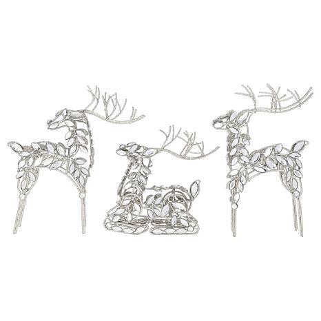 Elegant 3-Piece Jeweled Reindeer Décor Set by August & Leo with Gift Boxes