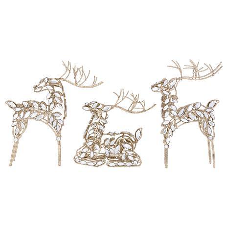 Elegant 3-Piece Jeweled Reindeer Décor Set by August & Leo with Gift Boxes
